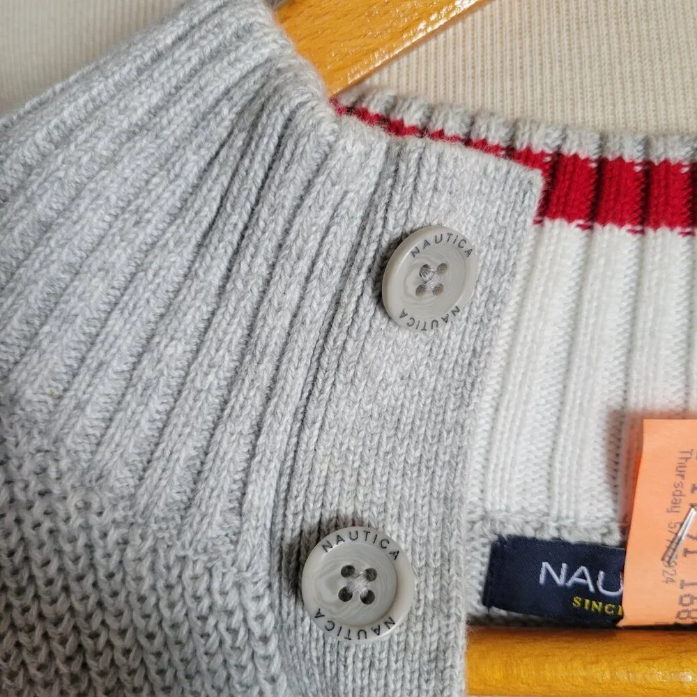 CLEARANCE -  NAUTICA Men’s Tri Color Grey Sport Pullover Sweater (Size: XL)